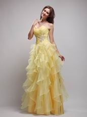 Daffodil Sweetheart Appliqued Ruffles Evening Dress For Women