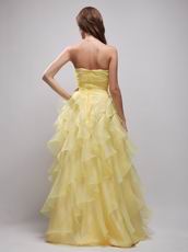 Daffodil Sweetheart Appliqued Ruffles Evening Dress For Women