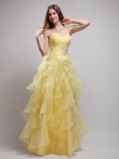 Daffodil Sweetheart Appliqued Ruffles Evening Dress For Women