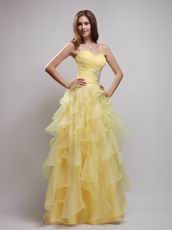 Daffodil Sweetheart Appliqued Ruffles Evening Dress For Women