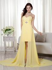 Pale Goldenrod High-low Skirt 2014 Popular Designer Prom Dress