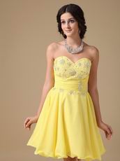 Yellow Chiffon Fabric Stylish 2014 Top Sweet 16 Dress