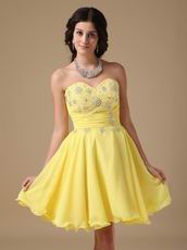 Yellow Chiffon Fabric Stylish 2014 Top Sweet 16 Dress