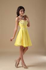 Yellow Chiffon Fabric Stylish 2014 Top Sweet 16 Dress