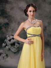 Strapless Backless Moon Yellow Tulle Prom Party Dress