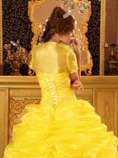 Bright Yellow Embroidery Quinceanera Dress With Jacket