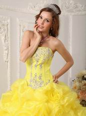 Canary Bright Yellow Bubble Skirt Quinceanera Dress