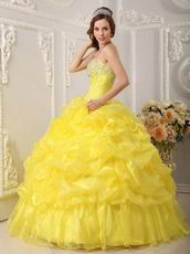 Canary Bright Yellow Bubble Skirt Quinceanera Dress
