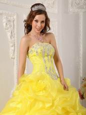 Canary Bright Yellow Bubble Skirt Quinceanera Dress