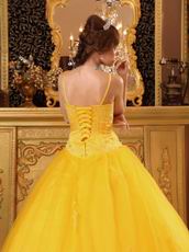 Bright Gold Yellow Quinceanera Dress With Spaghetti Straps