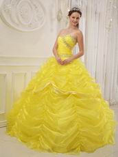 Bright Canary Yellow Picks-up Quinceanera Dress With Beading