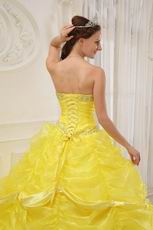 Bright Canary Yellow Picks-up Quinceanera Dress With Beading