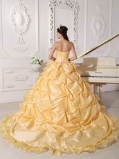 Strapless Chapel Train Daffodil Quinceanera Party Outfits