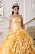 Strapless Chapel Train Daffodil Quinceanera Party Outfits