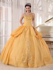 Dark Yellow Spaghetti Straps Quinceanera Prom Dress Cheap