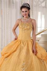 Dark Yellow Spaghetti Straps Quinceanera Prom Dress Cheap