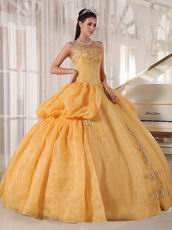 Dark Yellow Spaghetti Straps Quinceanera Prom Dress Cheap