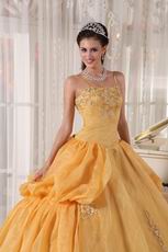 Dark Yellow Spaghetti Straps Quinceanera Prom Dress Cheap