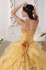 Sweetheart Golden Yellow Quinceanera Gown With Flower