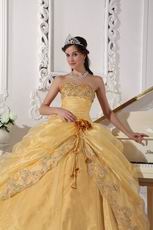 Sweetheart Golden Yellow Quinceanera Gown With Flower