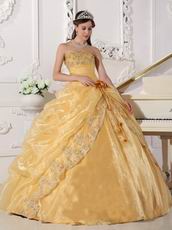 Sweetheart Golden Yellow Quinceanera Gown With Flower