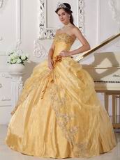 Sweetheart Golden Yellow Quinceanera Gown With Flower