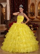 Strapless Where to Buy Winter Bright Yellow Quinceanera Dress