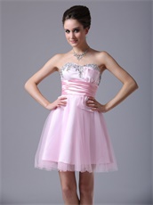 Pink Tulle Sweetheart Petite Cocktail Dress Springtime Wear