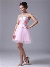 Pink Tulle Sweetheart Petite Cocktail Dress Springtime Wear