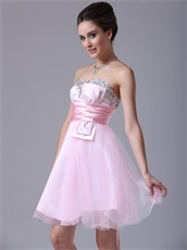 Pink Tulle Sweetheart Petite Cocktail Dress Springtime Wear