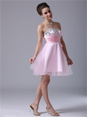 Pink Tulle Sweetheart Petite Cocktail Dress Springtime Wear