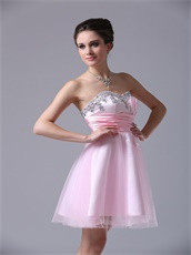 Pink Tulle Sweetheart Petite Cocktail Dress Springtime Wear