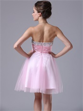 Pink Tulle Sweetheart Petite Cocktail Dress Springtime Wear