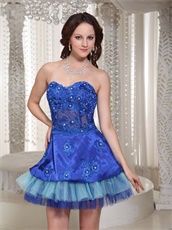 Stylish Royal Blue and Sky Blue 3 Layers Prom Dress Lucid Basque Waist