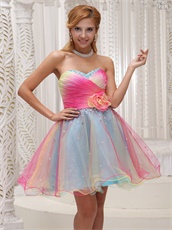 Fairy Three Colors Three Layers Colorful Skirt Homecoming Dress Gradient