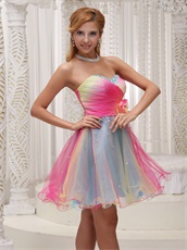 Fairy Three Colors Three Layers Colorful Skirt Homecoming Dress Gradient