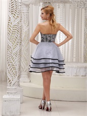 White Tiered Skirt With Black Border Short Prom Dress Zebra Fabric Underdress