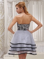 White Tiered Skirt With Black Border Short Prom Dress Zebra Fabric Underdress