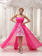Hot Pink High-low Prom Dress To Wear For Celebration Fashion Style