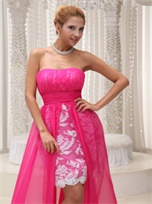 Hot Pink High-low Prom Dress To Wear For Celebration Fashion Style