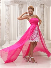 Hot Pink High-low Prom Dress To Wear For Celebration Fashion Style