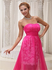 Hot Pink High-low Prom Dress To Wear For Celebration Fashion Style