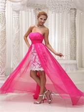 Hot Pink High-low Prom Dress To Wear For Celebration Fashion Style