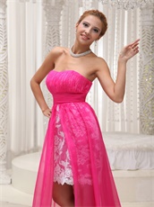 Hot Pink High-low Prom Dress To Wear For Celebration Fashion Style