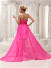 Hot Pink High-low Prom Dress To Wear For Celebration Fashion Style