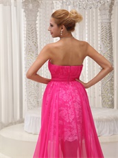 Hot Pink High-low Prom Dress To Wear For Celebration Fashion Style