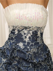 Leisure Ivory Tulle Short Cocktail Prom Dress Pale Denim Lace