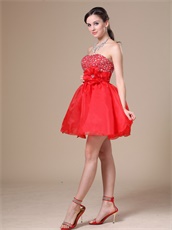 Red Organza Mini-length Prom Dresses For Private Party Enchanting