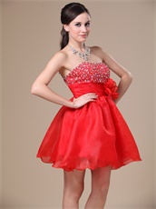 Red Organza Mini-length Prom Dresses For Private Party Enchanting
