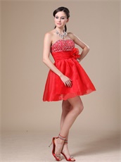 Red Organza Mini-length Prom Dresses For Private Party Enchanting